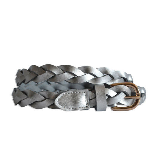 WAVERLY - Silver Leather Plaited Belt Belts Addison Road