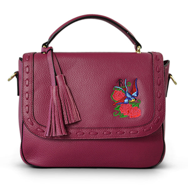 YAMBA - Addison Road  - Magenta Pebbled Leather Structured Bag  - CLEARANCE Sale Addison Road