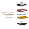 KELLY - Womens Skinny Yellow Plaited Leather Belt with Gold Oval Buckle