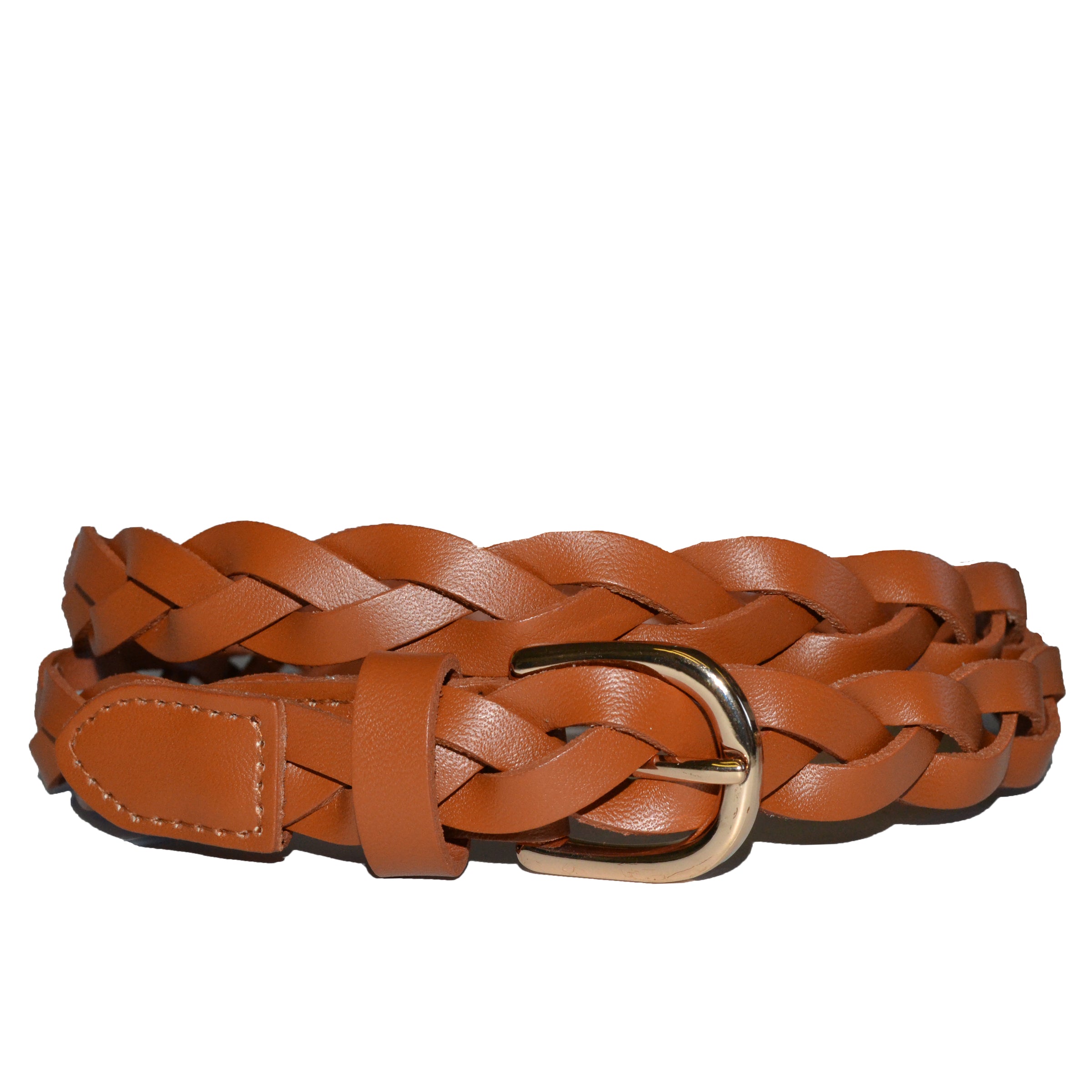 WAVERLY - Womens Tan Leather Plaited Belt with Gold Buckle Belts Addison Road